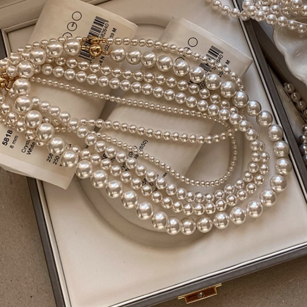 Long Timeless Classic Single Strand Pearl Necklace with Magnetic Clasp
